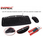 EVEREST UN-797 COMBO USB KABLOLU Q MULTIMEDIA KLAVYE + MOUSE SET SIYAH