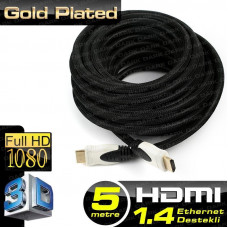 DARK (DK-HD-CV14L500) 5M V1.4 ALTIN UCLU 3D AG DES DUAL MOLDING KILIF HDMI KABLO