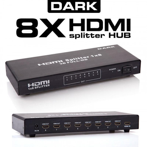 DARK (DK-HD-SP8X1) FULLHD 1GIRIS 8CIKIS HDMI SPLITTER (SINYAL COGALTICI)
