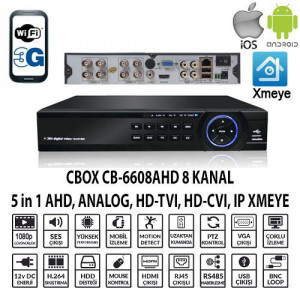 CBOX CB-6608AHD 8 KANAL 1080 4 SES AHD+ANLG+IP XMEYE HIBRIT DVR KAYIT CIHAZI