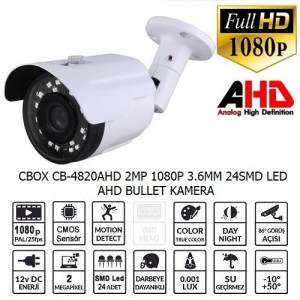 CBOX CB-4820AHD 2 MP 1080P 3.6MM 24SMD LED AHD BULLET KAMERA