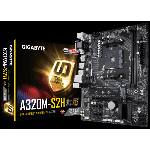 GIGABYTE A320M-S2H AM4 DDR4 SES GLAN HDMI/DVI/VGA SATA3 USB3.1 MATX