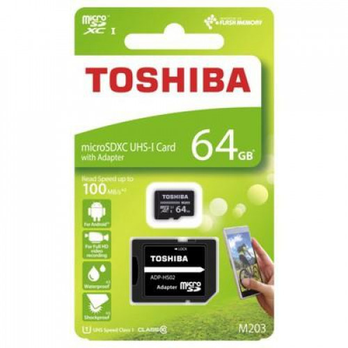 64 GB TOSHIBA EXCERIA MICRO SDHC UHS-1 CLASS 10 100MB/SN (THN-M203K0640EA)