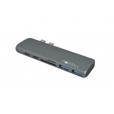 PORTALL 7 PORT 2xUSB3.0/2xTYPE-C/1xHDMI/1xMICROSD/1xSD TYPE-C HUB GRI