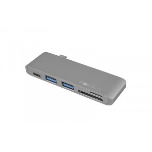 PORTALL 5 PORT 2xUSB3.0/1xTYPE-C/1xMICROSD/1xSD TYPE-C HUB GRI