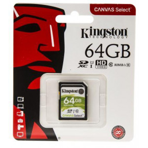 64 GB KINGSTON CANVAS SELECT SDHC UHS-1 CLASS 10 80MB/S (SDS/64GB)