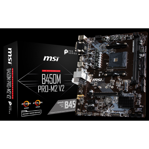 MSI B450M PRO-M2 V2 AM4 DDR4 SES GLAN HDMI/DVI/VGA SATA3 USB3.1 MATX