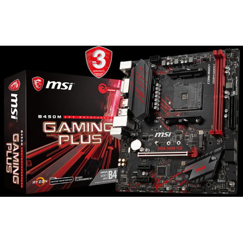 MSI B450M GAMING PLUS AM4 DDR4 SES GLAN HDMI/DVI SATA3 USB3.1 MATX