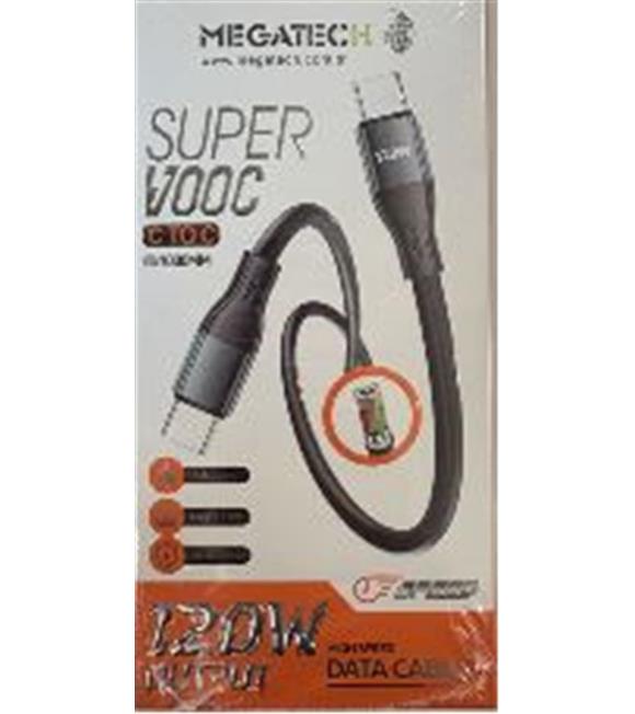 Megatech MT-120UT 120W USB To Type-c Data Kablosu ( Telefonda Turbo Saniye GösTergeli )