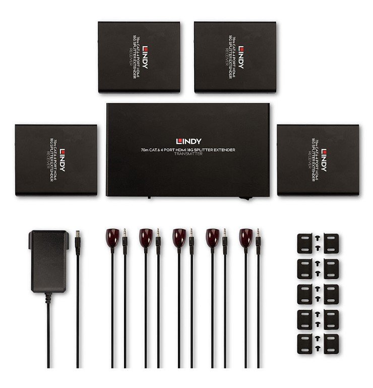 Lindy LIN-38262 70m Cat.6 4 Port HDMI 18G Sinyal Çoklayıcı ve Uzatıcı