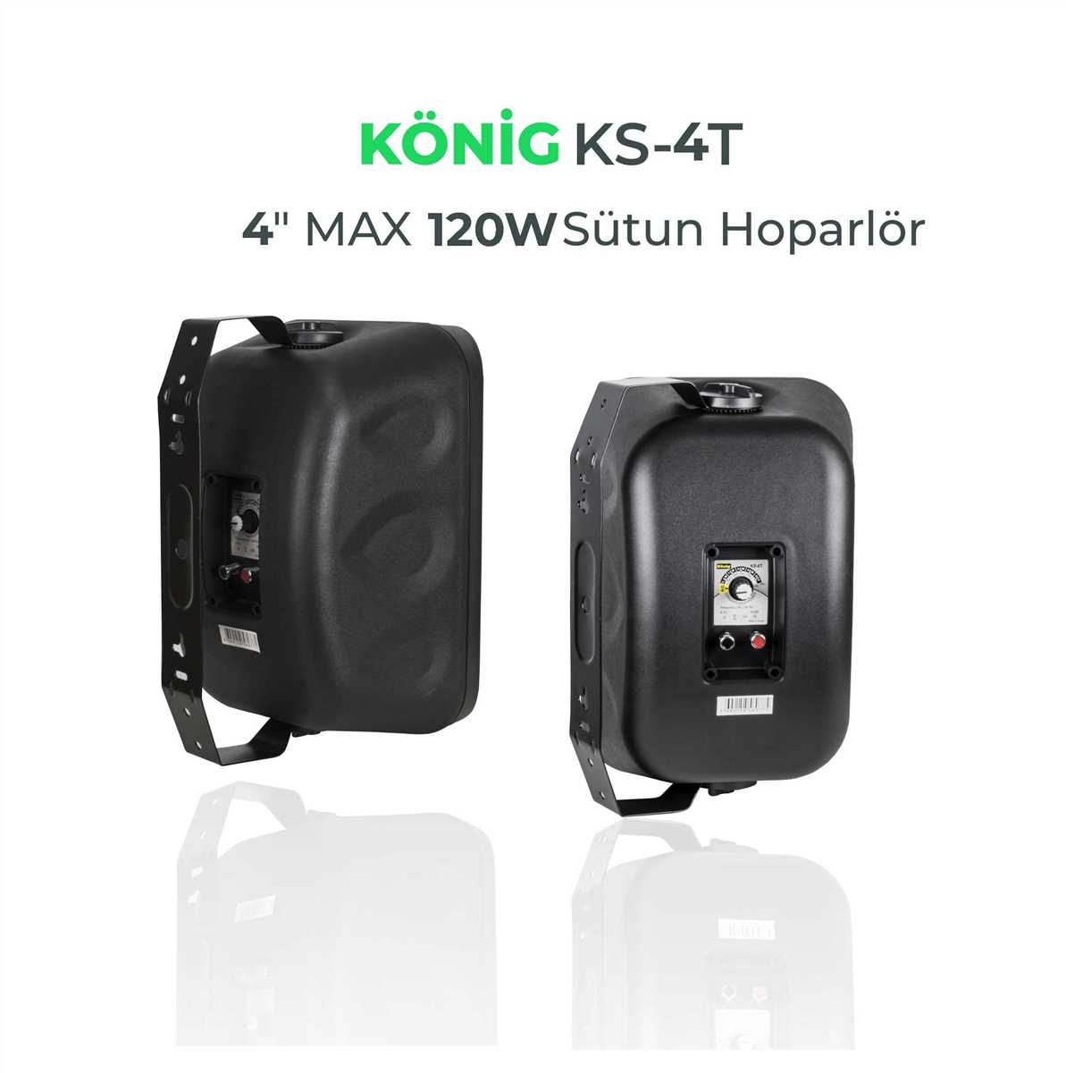 KÖNİG KS-4T 4" 10CM 120W 100V Line 8 Ohm Trafolu 2 Yollu Sütun Hoparlör Siyah