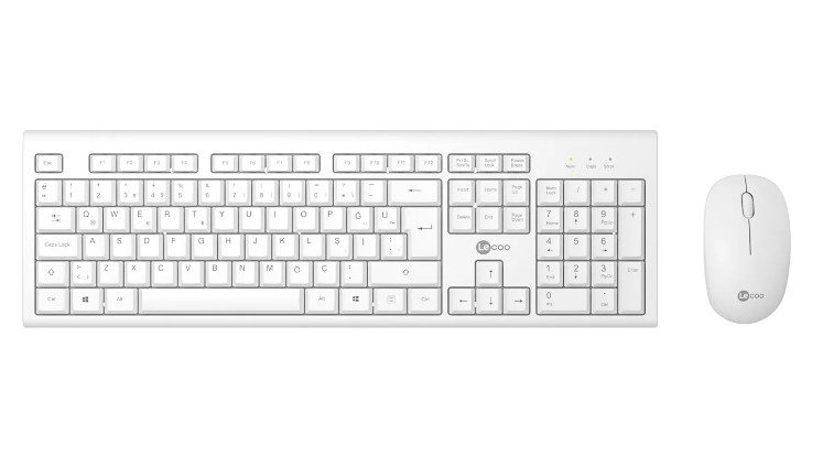 Lenovo Lecoo KW200 Q Türkçe Kablosuz Beyaz Klavye + Mouse Seti