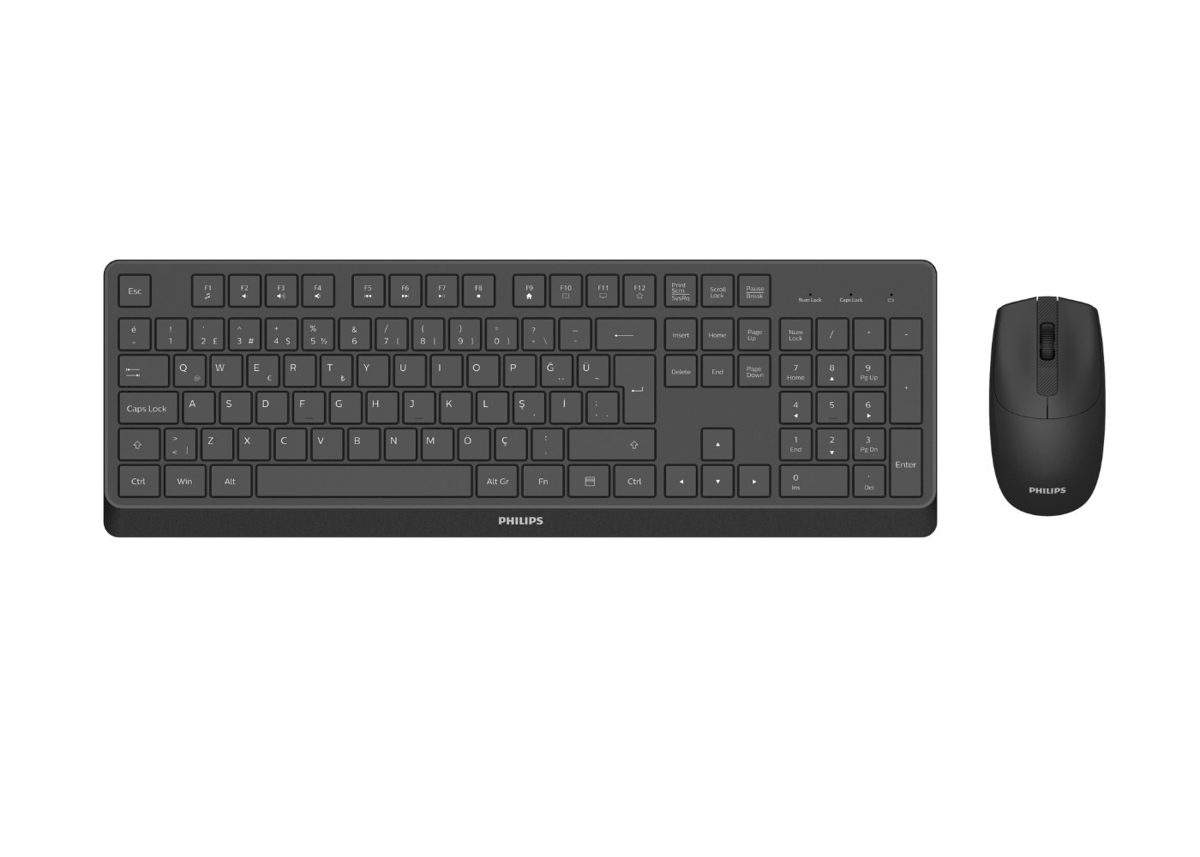 Philips SPT6368B Kablosuz Türkçe Q Klavye & Mouse Set Siyah