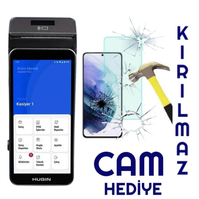 Hugin S1 Android Yazarkasa Pos Kırılmaz Cam Hediye