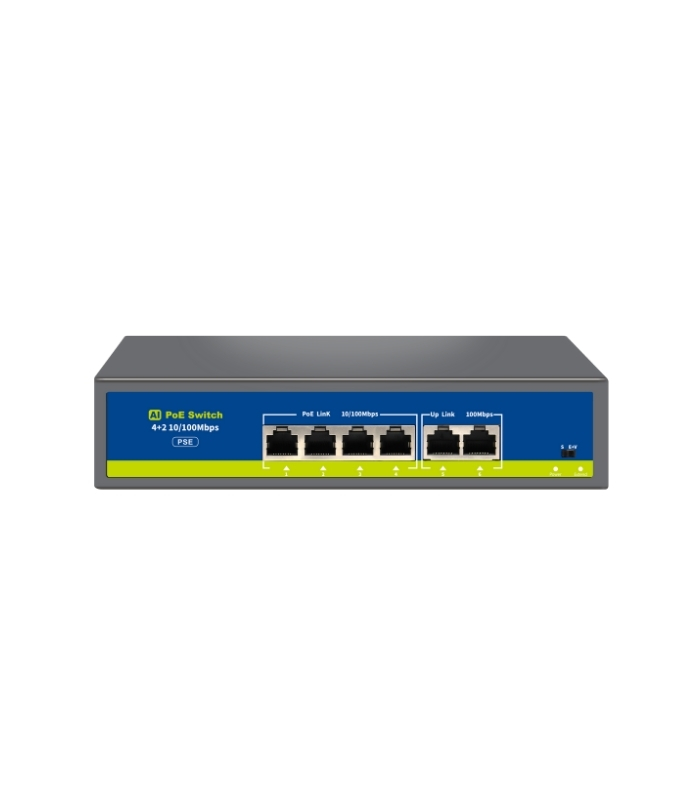 NVC-HIF0420FBL-C 4 PORT POE 2 PORT UPLİNK 10/100Mb POE SWİTCH