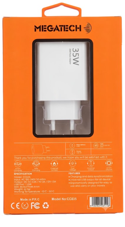Megatech 35W Hızlı Şarj Adaptörü