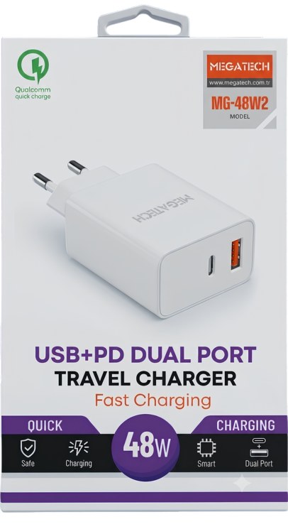 Megatech 48W USB-A + PD Şarj Adaptörü