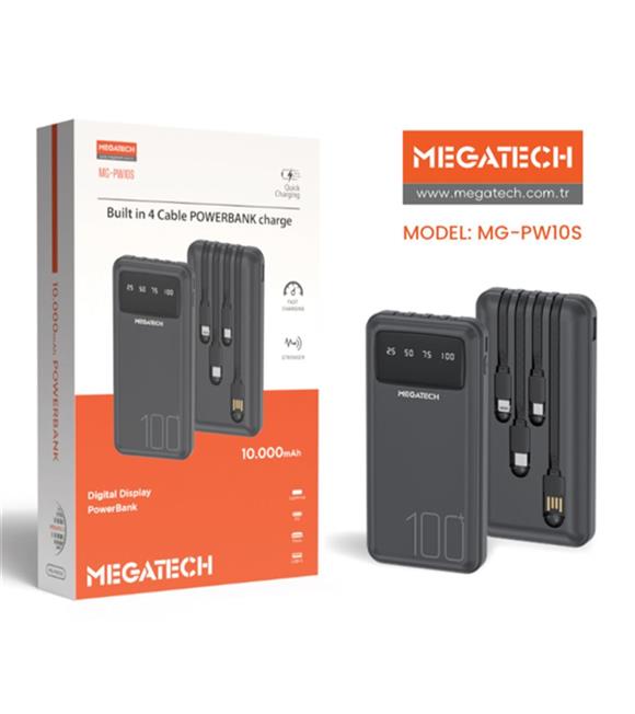Megatech MG-PW10S 10.000 Mah Siyah Powerbank Digital Gösterge Hızlı Şarj