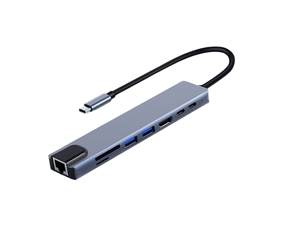Frisby FA-7682C Type-C - 8 in1 RJ45+TF/SD+HDMI+USB*2+Type-C+PD Hub In
