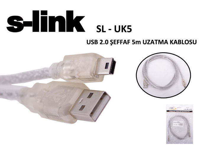 S-link SL-UK5 Usb 2.0 5 Pin 1,5M Kamera Kablo