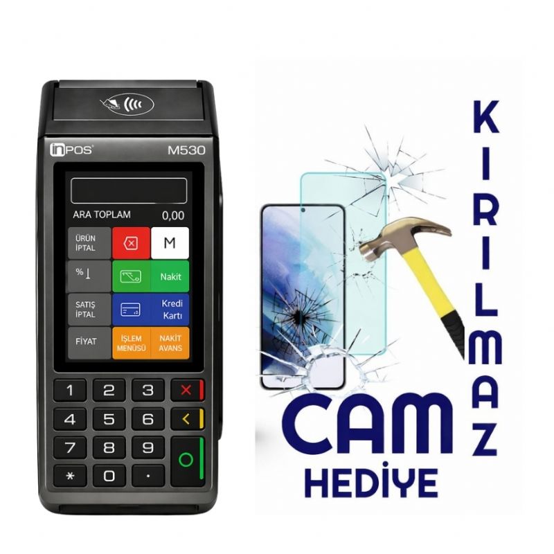 inPOS M530 4G YazarKasa Pos Kırılmaz Cam Hediye